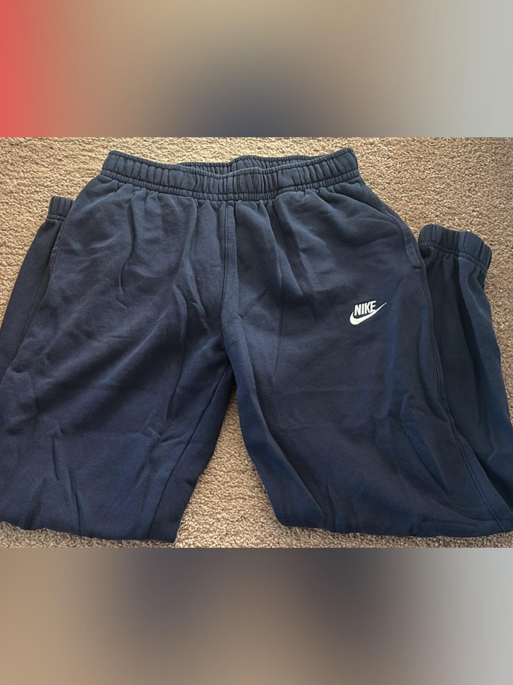 Nike Navy Blue Sweatpants Joggers with White Swoosh